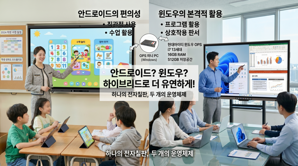 전자칠판 운영체제-안드로이드-윈도우-멀티 활용
