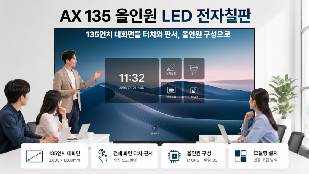 현대아이티 AX 135 135인치 올인원 LED 전자칠판 대회의실 활용 이미지