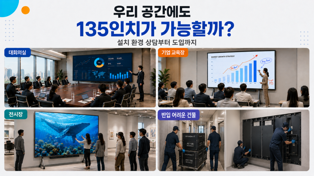 현대아이티 AX 135 대회의실 컨퍼런스룸 기업 교육장 전시장 활용 예시 이미지